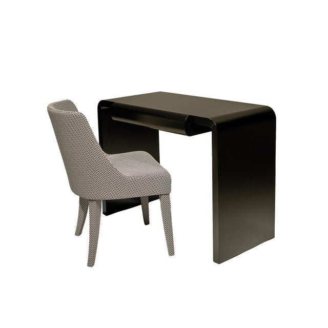 Desk in black lacquer with one drawer. Bespoke / customizable Identical shapes with different sizes and finishings. All...