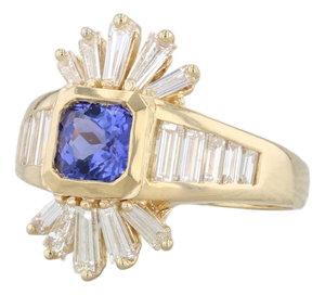 2.75ctw Tanzanite Diamond Ring 18k Yellow Gold Size 8.75 Cocktail