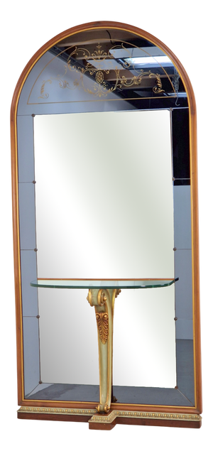 Vintage Floor Mirror with Console Table from Cristal Art, Italy, 1960s