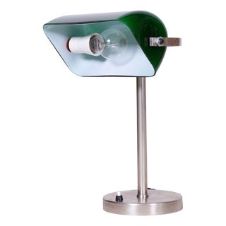 Bauhaus Table Lamp in Nickel, Steel, and Glass, Czech, 1930s For Sale