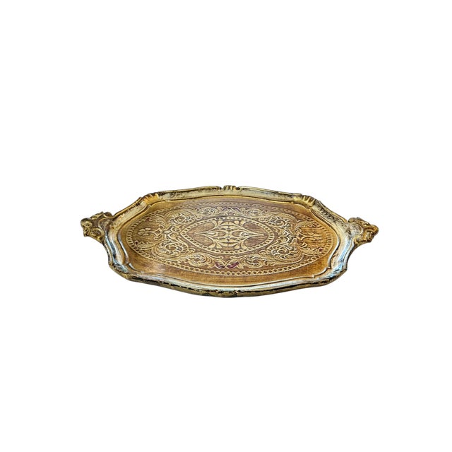 Wood Vintage Italian Florentine Gilt Wood Tray For Sale - Image 7 of 10