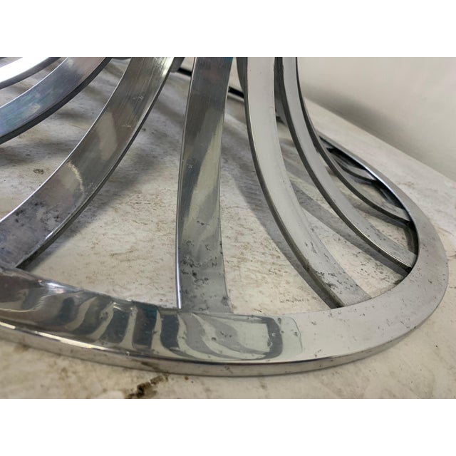 Russell Woodard Vintage Russell Woodard Polished Aluminum Side Table w/ Glass Top For Sale - Image 4 of 18