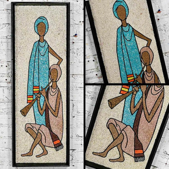 1960’s Mid-Century Modern Framed Gravel Wall Art Figural Mosaics a Pair For Sale - Image 10 of 13