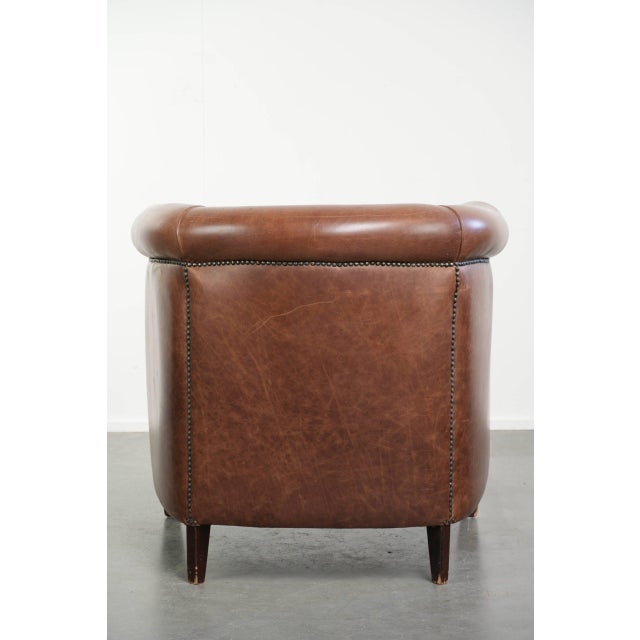 English-Style Club Chair in Cowhide Leather For Sale - Image 4 of 12