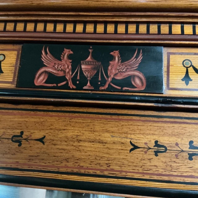 Victorian Pitch Pine Hand Decorated Wardrobe, 1875 For Sale - Image 6 of 10