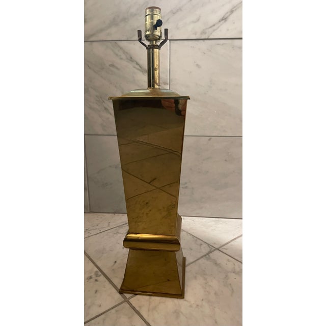 Contemporary 1980's Brass Geometric Table Lamp For Sale - Image 3 of 13