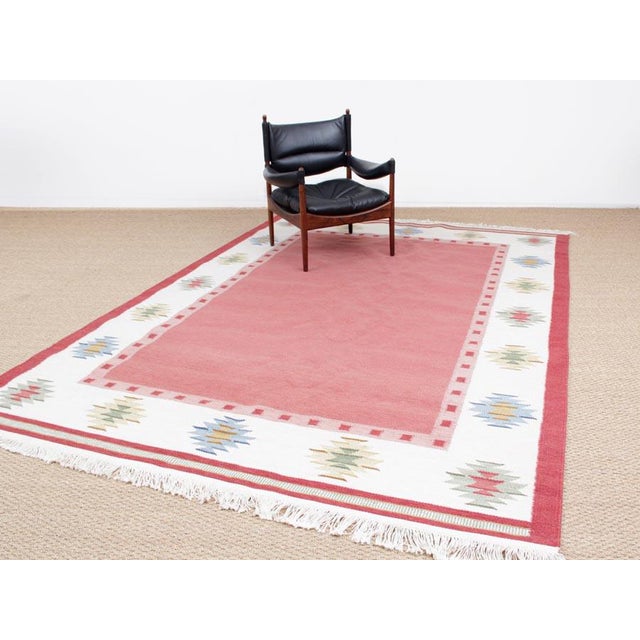 Beige Vintage Swedish Rolakan Carpet in Hand Woven Wool For Sale - Image 8 of 9