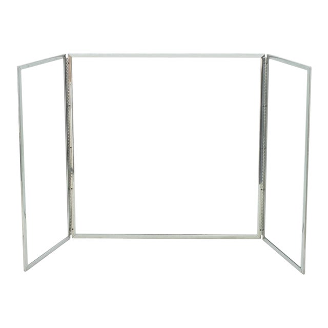 Danny Alessandro Style Tri-fold Chrome Fire Screen For Sale
