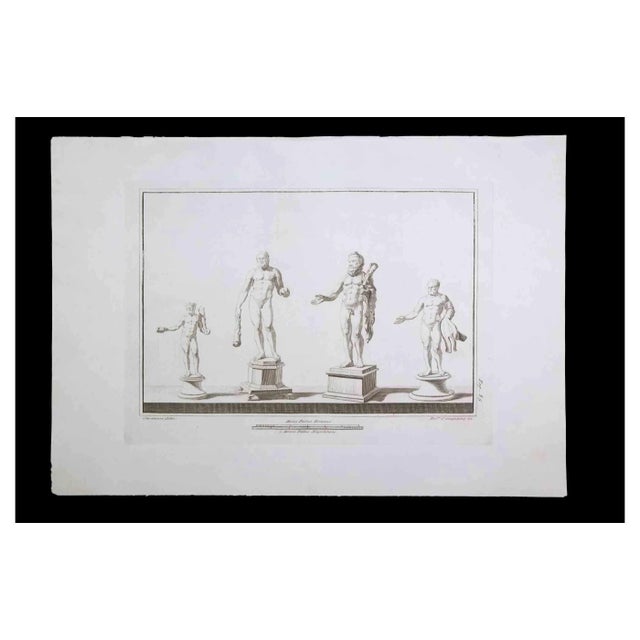 Giacomo Casanova, Ancient Roman Statues, Original Etching, 18th Century For Sale