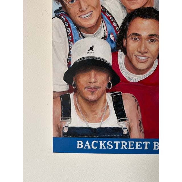 1980s S. McLain Backstreet Boys Pop Culture Acrylic on Canvas Painting For Sale - Image 5 of 11