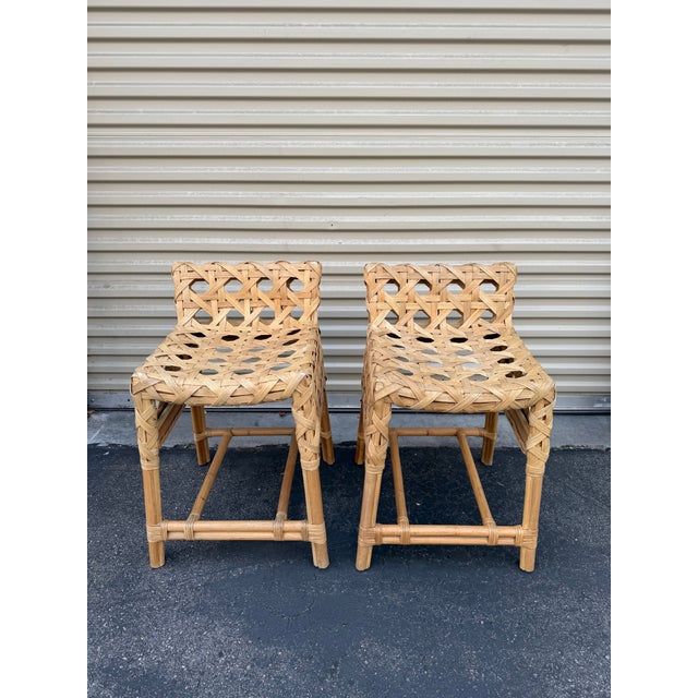 Priced to sell this week – open to serious offers. Beautiful pair of Arteriors Richmond counter stools featuring handwoven...