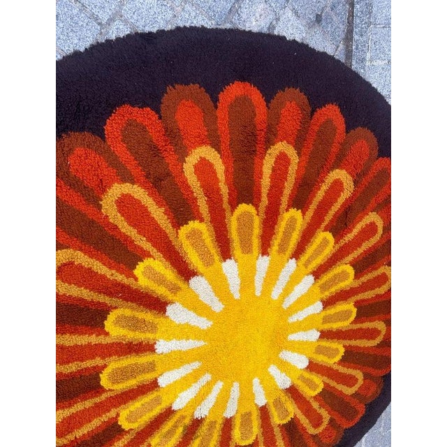 Vintage French Hand-Knotted Cogolin Round Rug, 1960s For Sale - Image 15 of 18