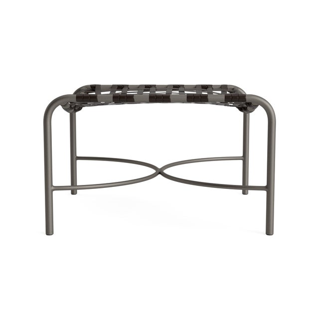 Contemporary Brown Jordan Kantan Aluminum Vinyl Ottoman, Mica frame with Coffee fabric For Sale - Image 3 of 11