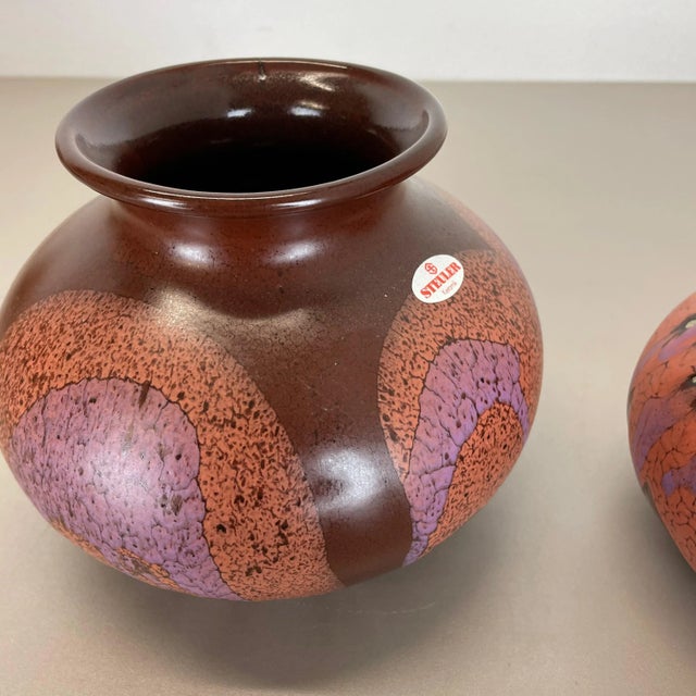 German Pottery Vase Objects from Steuler Ceramics, 1970s, Set of 2 For Sale - Image 9 of 18