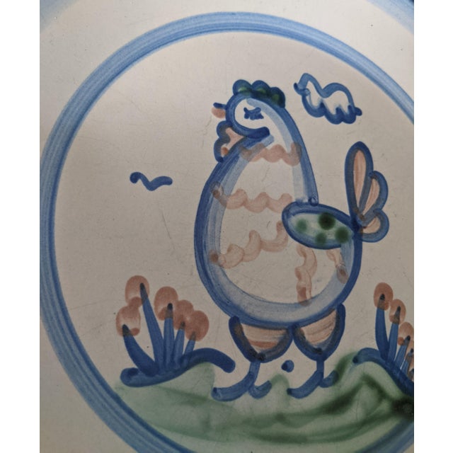 Vintage m.a. Hadley Farmhouse Kitchen Chicken Stoneware Pottery Plate Signed For Sale In Charlotte - Image 6 of 13