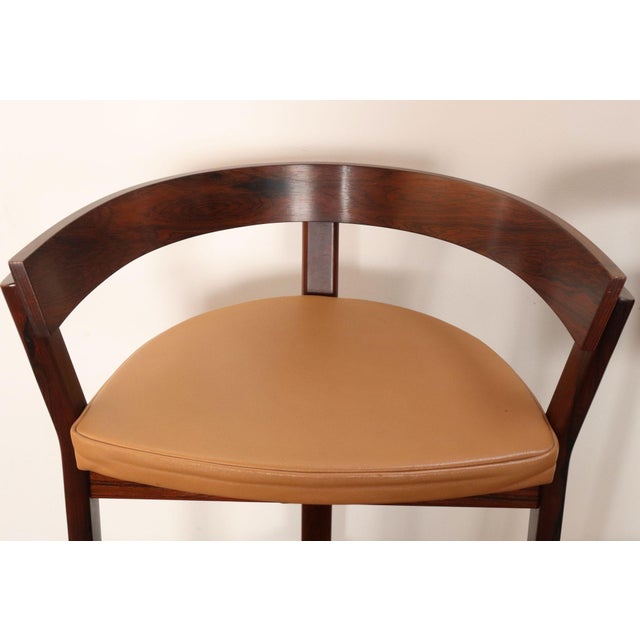 Pair of Danish Modern Rosewood and Leather Counter Stools by John Mortensen For Sale - Image 9 of 18
