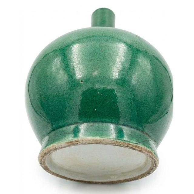 Apple-Green Crackle-Glazed Porcelain Bottle Vase, Qing Dynasty, 18th Century For Sale - Image 4 of 4