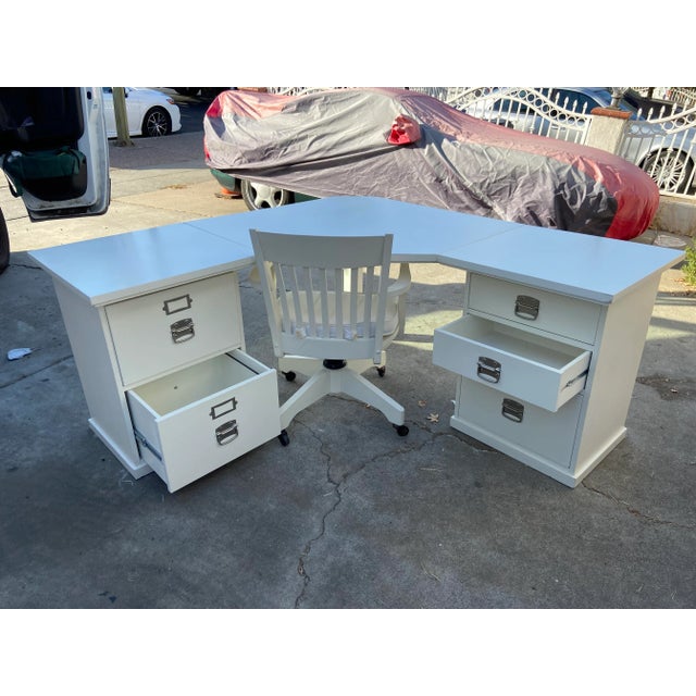 White Pottery Barn Bedford Desk Set of 4 For Sale - Image 8 of 12