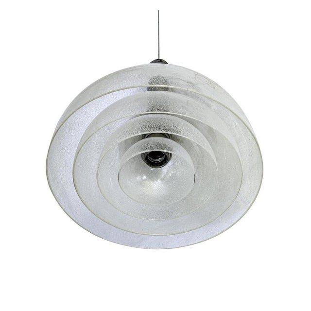 Vintage Chandelier Lamp by Carlo Nason for Mazzega. Italy 1960s. Suspension lamp. Chromed metal, bullic glass. Very good...