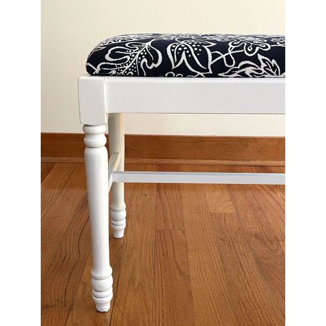 Wood Small Farmhouse Upholstered Bench For Sale - Image 7 of 9