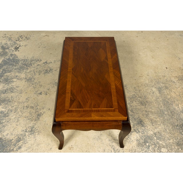 1940s French Art Deco Walnut Parquetry Coffee Table For Sale - Image 13 of 15