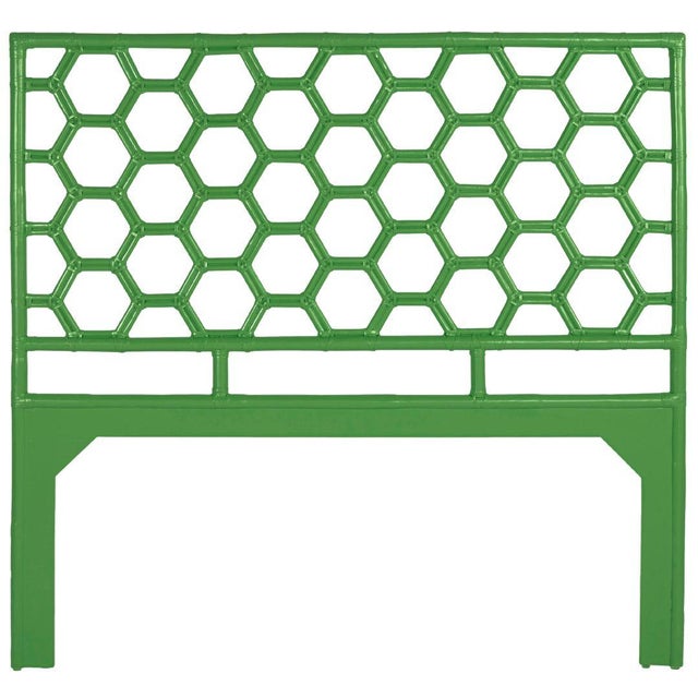 Coastal Honeycomb Platform Bed Queen, Bright Green For Sale - Image 3 of 7