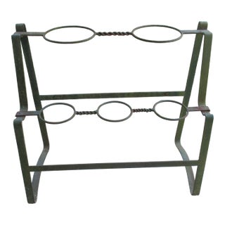 Antique French Victorian Wrought Iron Rare Two Tier 5 Pot Planter For Sale