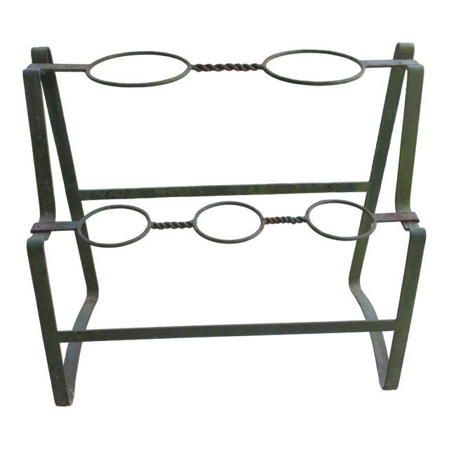 Antique French Victorian Wrought Iron Rare Two Tier 5 Pot Planter For Sale