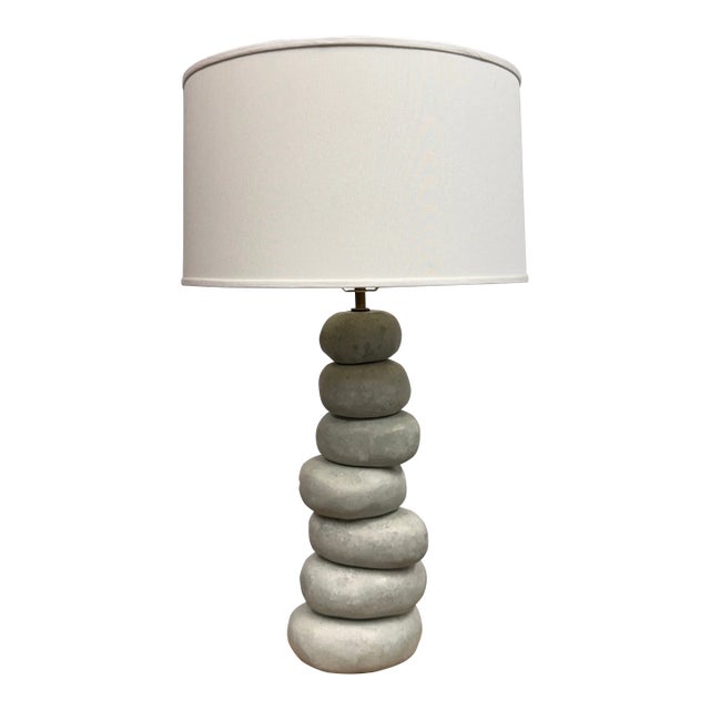 Indonesian Stacking Faux Stone Table Lamp For Sale