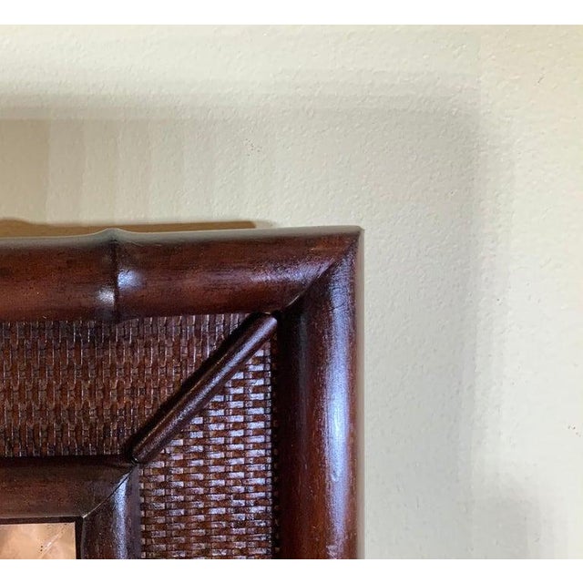 Brown Touch of Island Charm: Carved Solid Wood Bamboo-Style Wall Mirror For Sale - Image 8 of 12