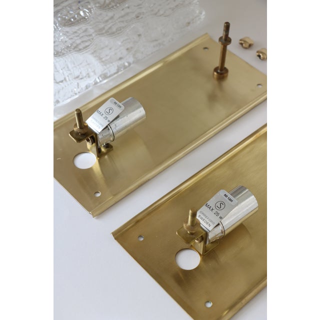 1960s Glass and Brass Wall Lights by Carl Fagerlund for Orrefors, 1960, Set of 2 For Sale - Image 5 of 15