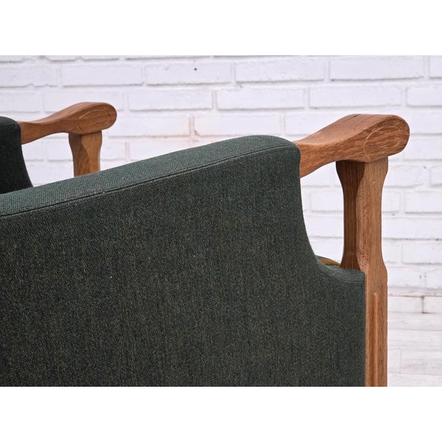 Danish Armchair in Green Furniture Wool and Oak Wood, 1970s For Sale - Image 17 of 18