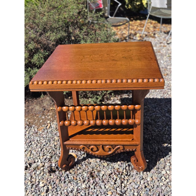Antique Victorian 1880s Hunzinger Loly Pop Side Table Quater Sawn Oak For Sale - Image 10 of 11