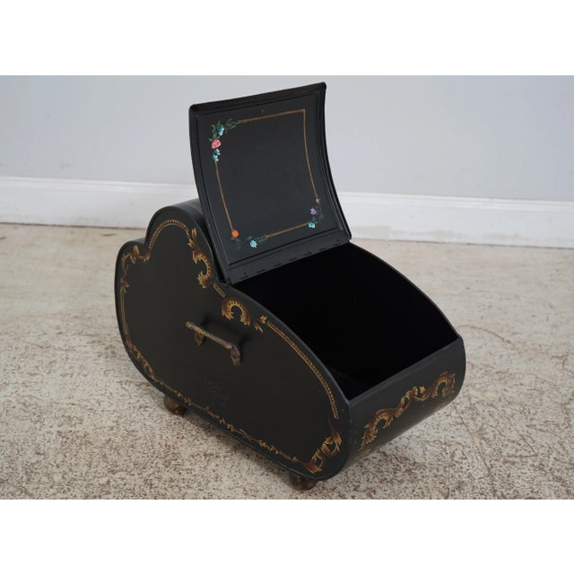 Traditional Toleware Paint Decorated Decorative Coal Bin For Sale - Image 3 of 11