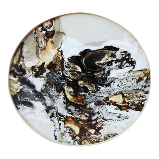 Mid Century Small Abstract in Neutrals Mixed Media Painting For Sale