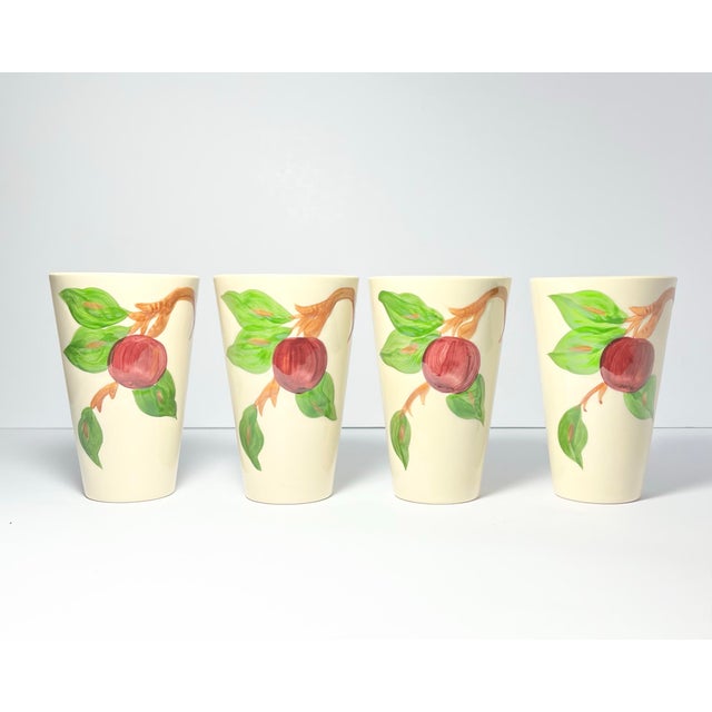 Franciscan "Apple" Set of 4 Ceramic Tumbler Drinking Glasses 5” 10oz Good vintage condition. No chips, cracks, or...
