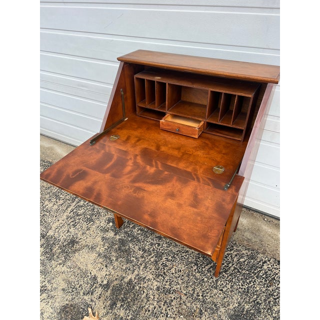 Vintage Maple Drop-Front Secretary Desk With Three Drawers For Sale - Image 12 of 12