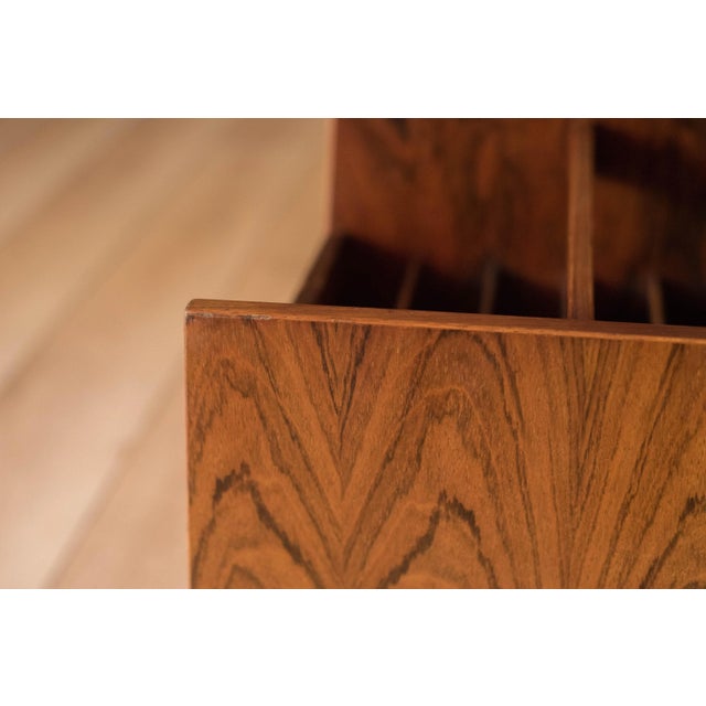 Red Vintage Rosewood Rolling Record Magazine Rack by Rolf Hesland for Bruksbo For Sale - Image 8 of 12