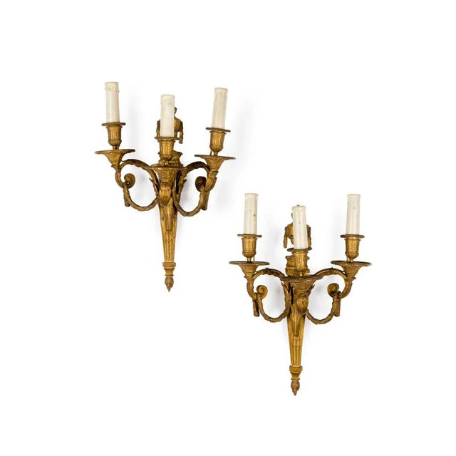 French 1930s Louis XVI French s Sconces in Bronze - a Pair For Sale - Image 3 of 3