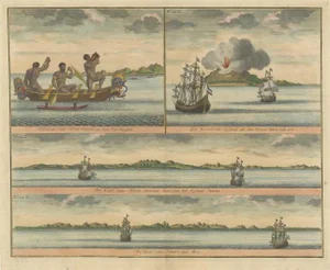 New Guinea Fishermen and Views of New Guinea, 1726, Paper