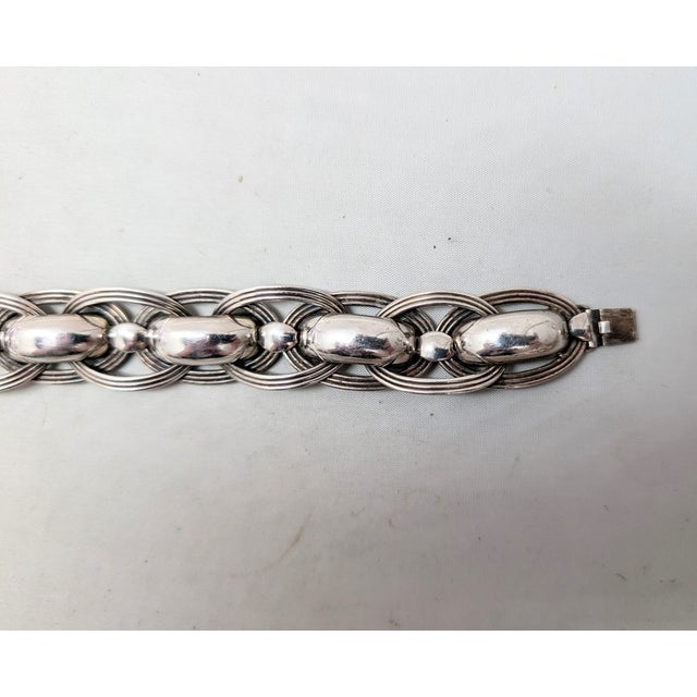 Vintage 1950s Signed Napier Silvertone Link Bracelet For Sale - Image 11 of 11