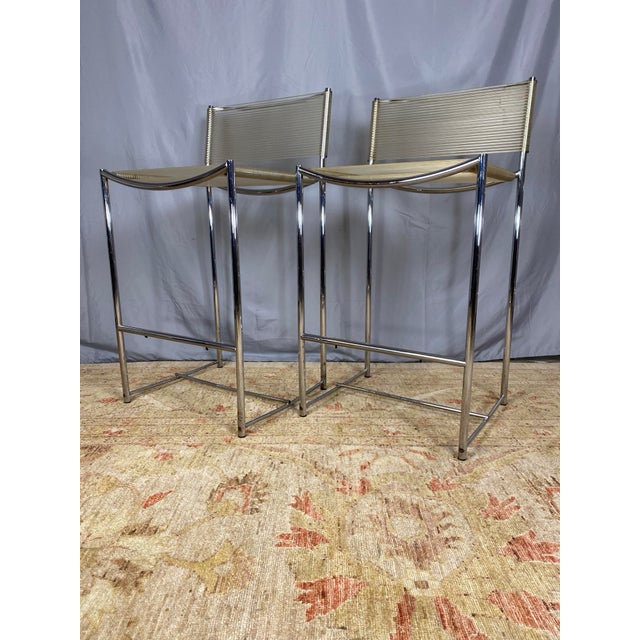 Chrome 1970s Mid-Century Italian Chrome Spaghetti Stools Set of 4 For Sale - Image 8 of 9
