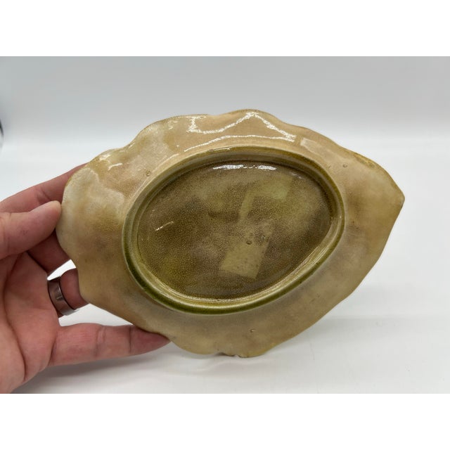 Late 19th Century Antique English Majolica Leaf Shaped Dish Brown and Green Color, Circa 1880 For Sale - Image 5 of 8