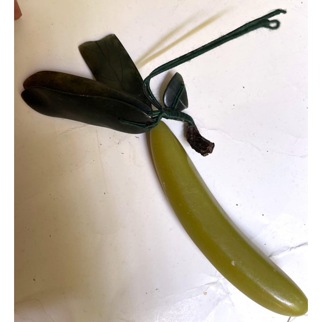 Mid 20th Century Asian Carved Hard Stone Exotic Fruit W/Jade Leaves Banana? For Sale - Image 4 of 8