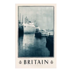 1940s British Travel Poster, "Britain" Travel Association of the u.k of Great Britain and Northern Ireland, England - King George Dock, Hull