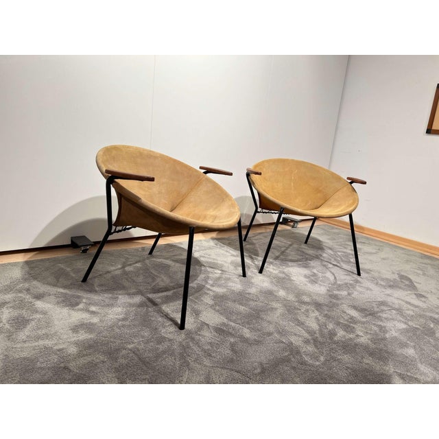 Hans Olsen Set of Suede Balloon Chairs attributed to Hans Olsen For Sale - Image 4 of 18