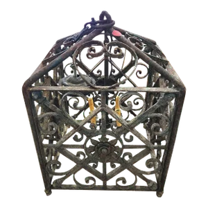 Large Wrought Iron Box Chandelier