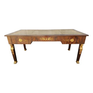 Empire Desk in Bronze and Leather, 1950s For Sale