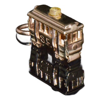 Vintage 14k Gold San Francisco Cable Car Charm Pendant – 3d Tram Design For Sale