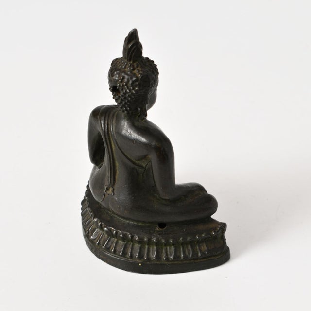 Metal Antique French Spelter Buddha Figurine, 1920s For Sale - Image 7 of 11